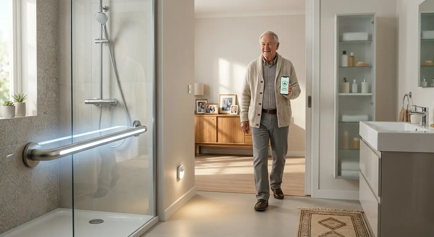 Senior couple feeling safe and comfortable in their smart home